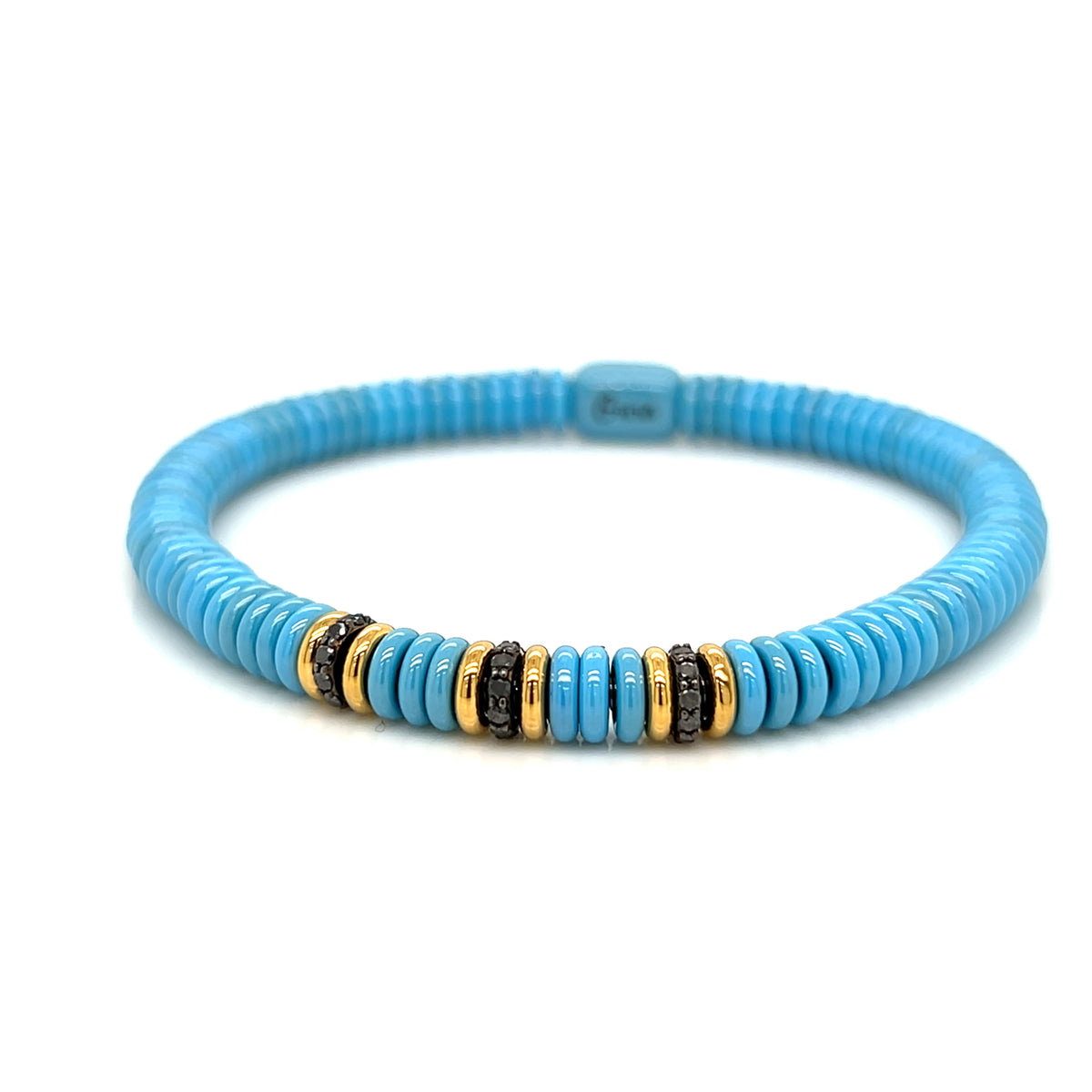 Polish Turquoise Ceramic Diamond Stretch Bracelet