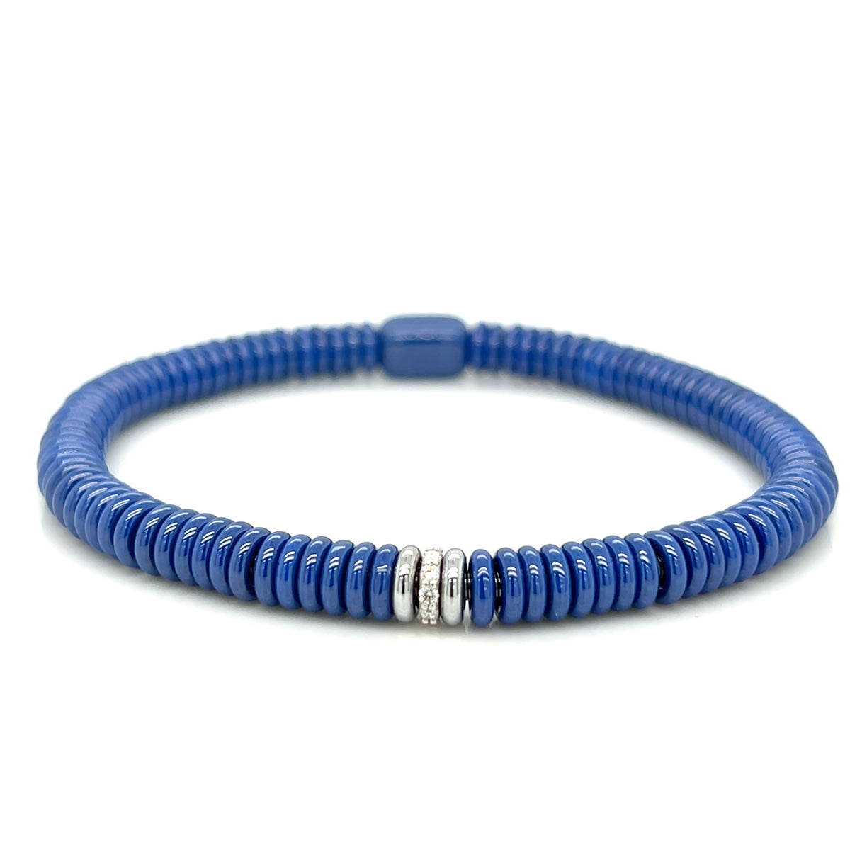 Polish Blue Ceramic Diamond Stretch Bracelet