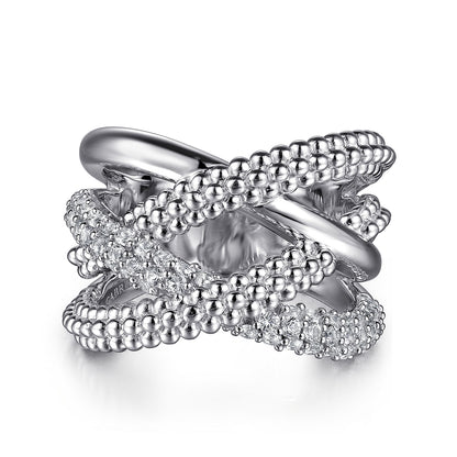 STERLING SILVER BUJUKAN AND WHITE SAPPHIRE TWISTED RING