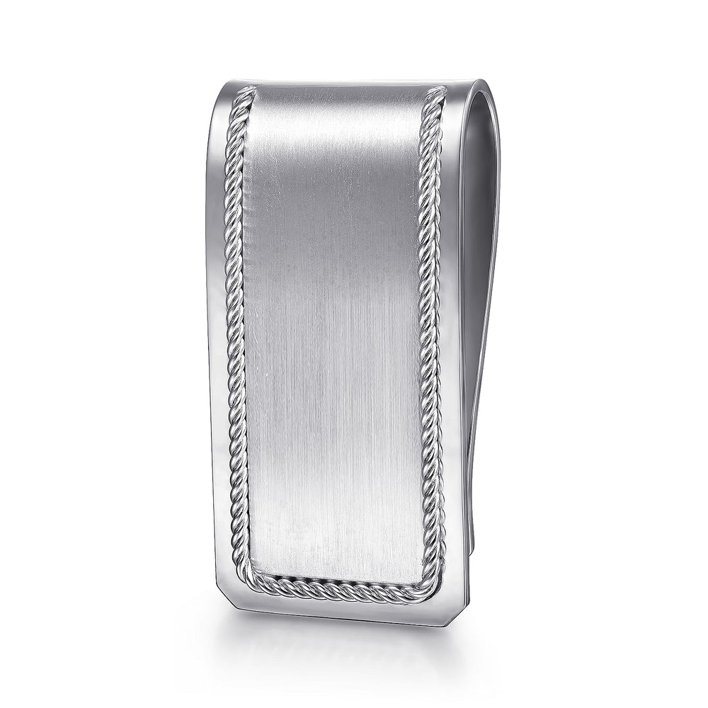 STERLING SILVER MONEY CLIP WITH TWISTED ROPE TRIM