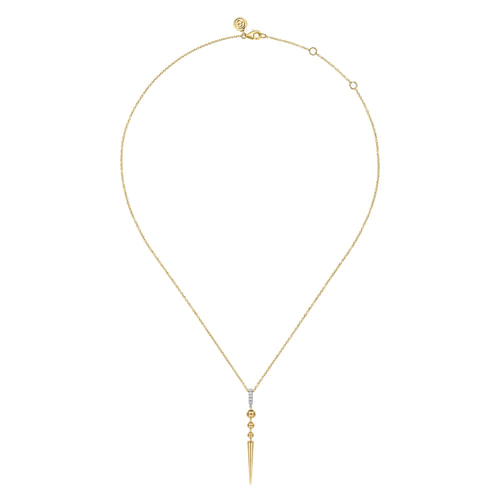 14K WHITE & YELLOW GOLD BUJUKAN BULLET AND DIAMOND DROP NECKLACE