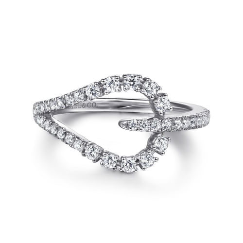 14K WHITE GOLD DIAMOND TEARDROP LINK RING