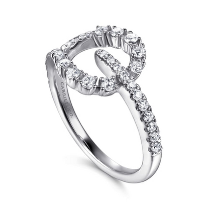 14K WHITE GOLD DIAMOND TEARDROP LINK RING