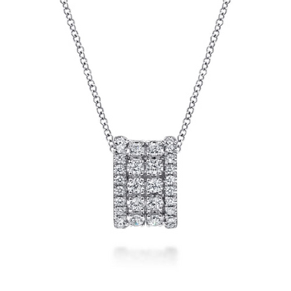 14K WHITE GOLD DIAMOND PENDANT NECKLACE