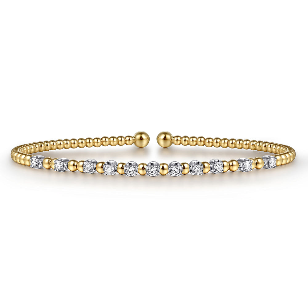 14 KARAT WHITE-YELLOW GOLD BUJUKAN DIAMOND SPLIT BANGLE