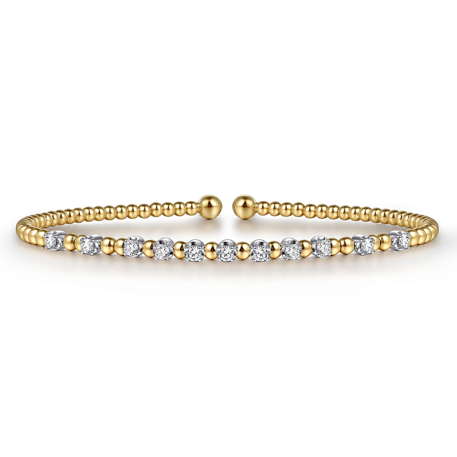 14 KARAT WHITE-YELLOW GOLD BUJUKAN DIAMOND SPLIT BANGLE