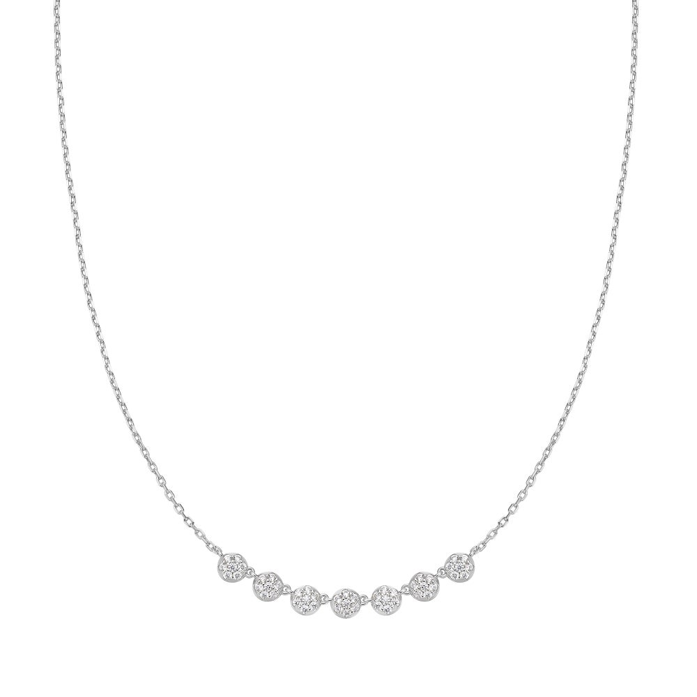 SILVER PAVE MULTI BEADED CHAIN NECKLACE