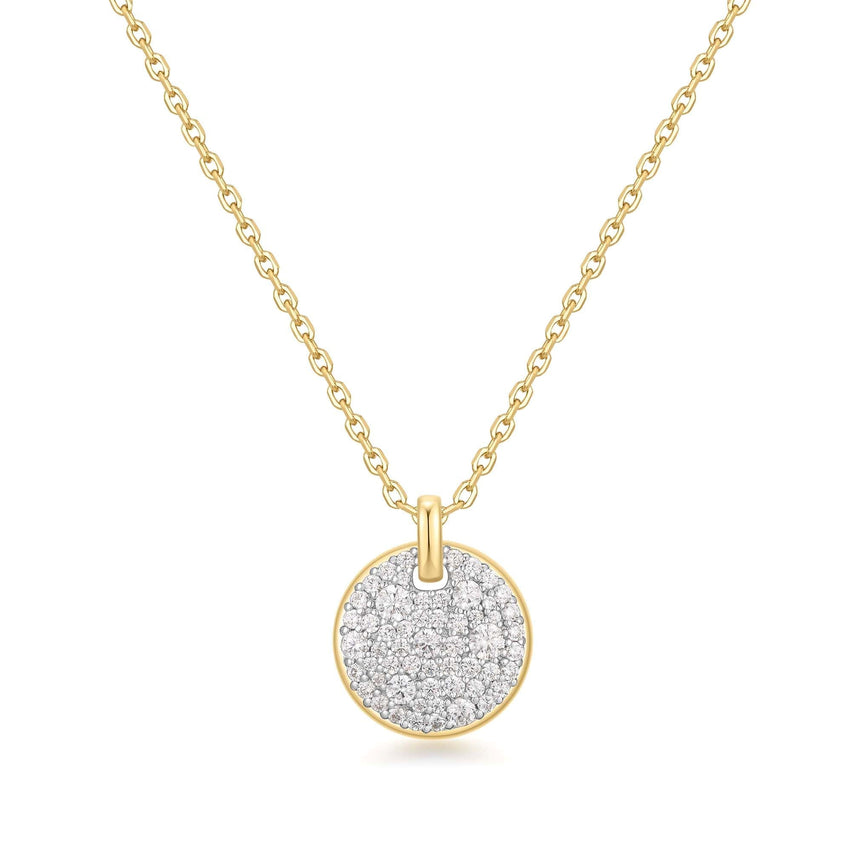 TWO-TONE LARGE PAVE DISC NECKLACE