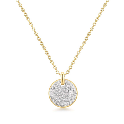 TWO-TONE LARGE PAVE DISC NECKLACE