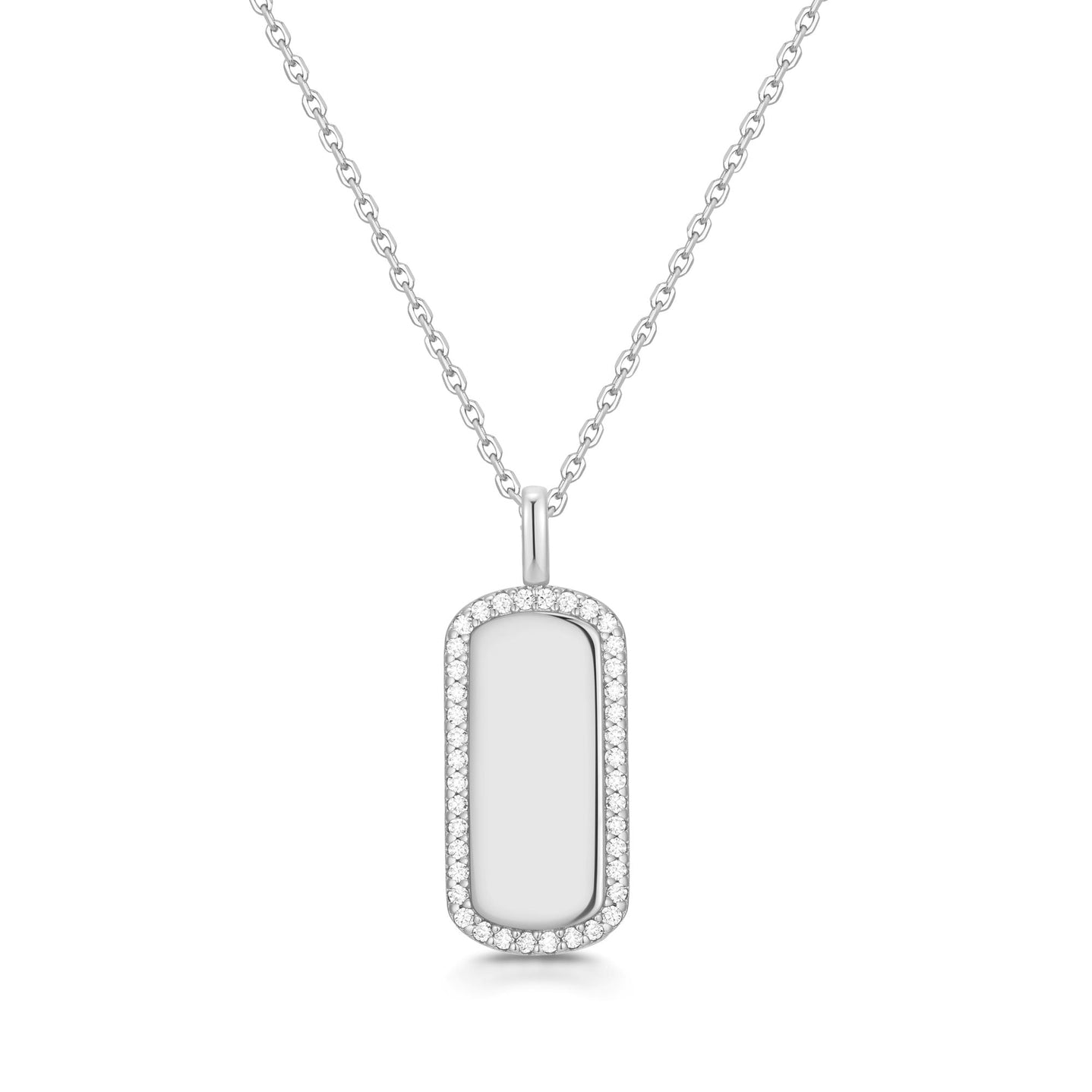 SILVER SPARKLING TAG NECKLACE