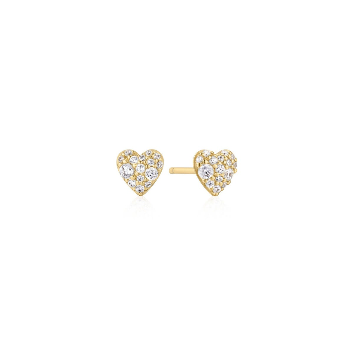 GOLD PAVE HEART STUD EARRINGS