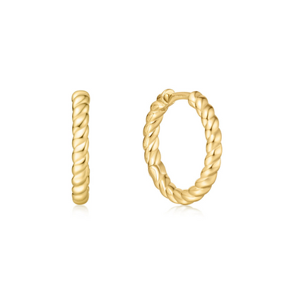GOLD TEXTURE MEDIUM HUGGIE HOOP EARRINGS