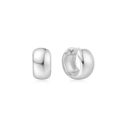 SILVER CHUBBY SMALL HUGGIE HOOP EARRINGS