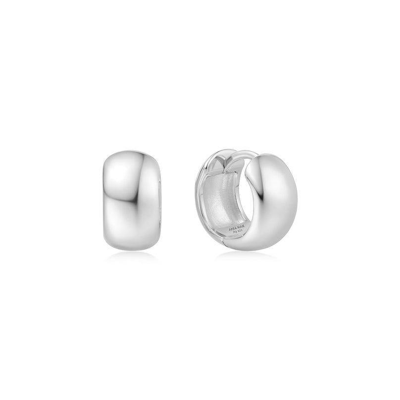 SILVER CHUBBY SMALL HUGGIE HOOP EARRINGS