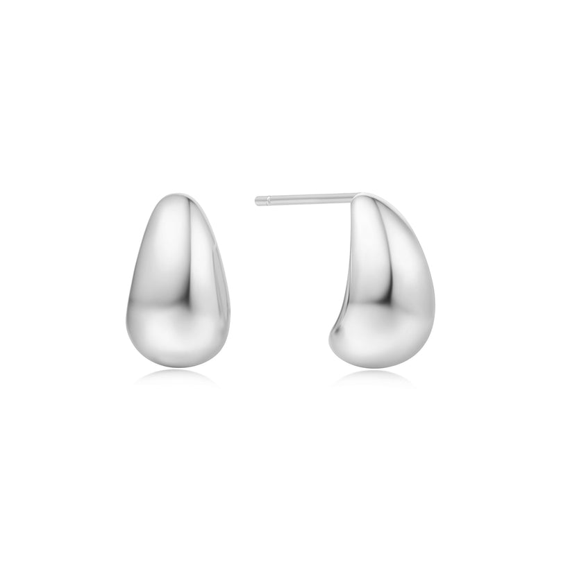 SILVER SMALL DOME HOOP EARRINGS