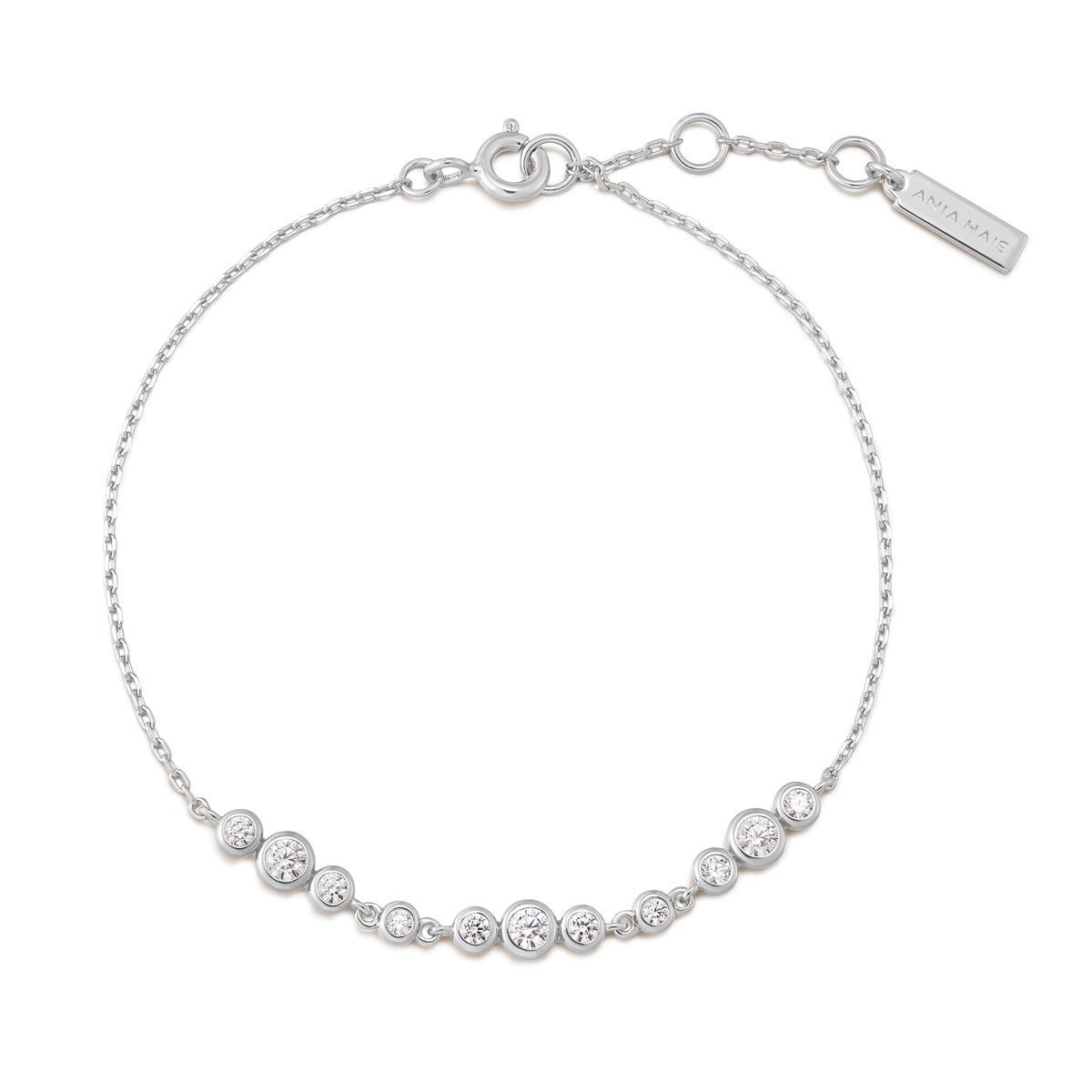 SILVER GRADUATED BEZEL-SET TRIOS BRACELET