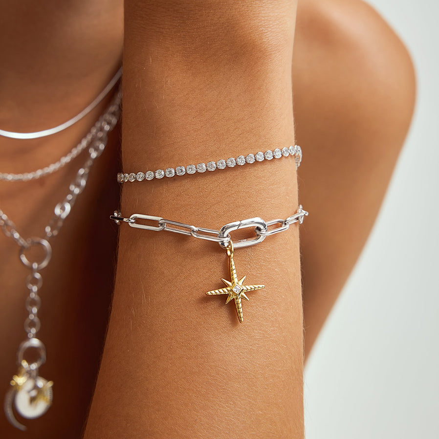 SILVER ROW BEZEL SET BRACELET