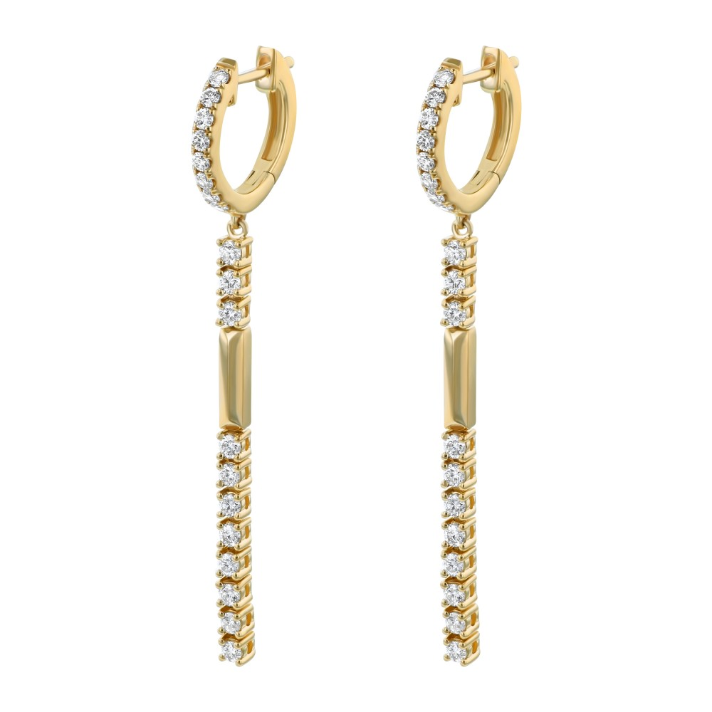 14 KARAT YELLOW GOLD DIAMONDTENNIS DROP EARRINGS