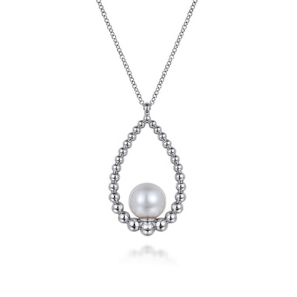STERLING SILVER PEARL TEARDROP NECKLACE-BUJUKAN