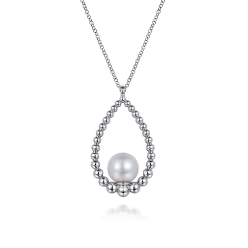 STERLING SILVER PEARL TEARDROP NECKLACE-BUJUKAN