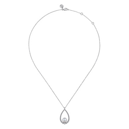 STERLING SILVER PEARL TEARDROP NECKLACE-BUJUKAN