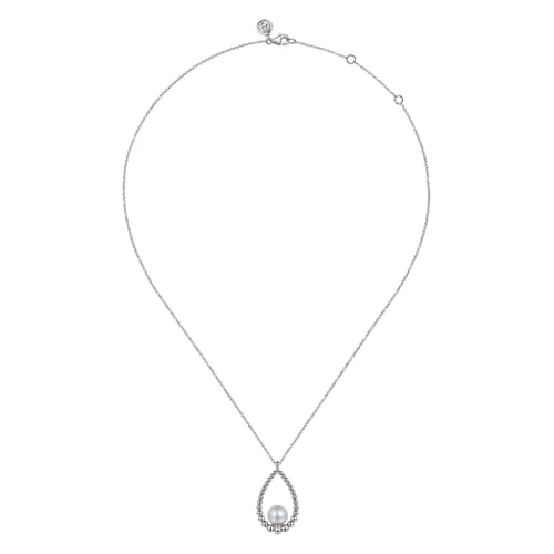 STERLING SILVER PEARL TEARDROP NECKLACE-BUJUKAN