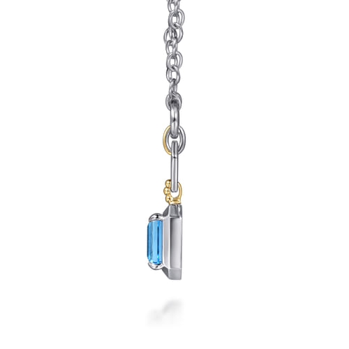 14 KARAT YELLOW GOLD AND STERLING SILVER BUJUKAN BLUE TOPAZ PENDANT NECKLACE