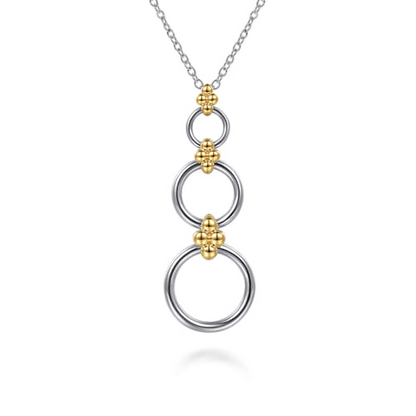 14 KARAT YELLOW GOLD AND STERLING SILVER BUJUKAN ROUND LINK PENDANT NECKLACE