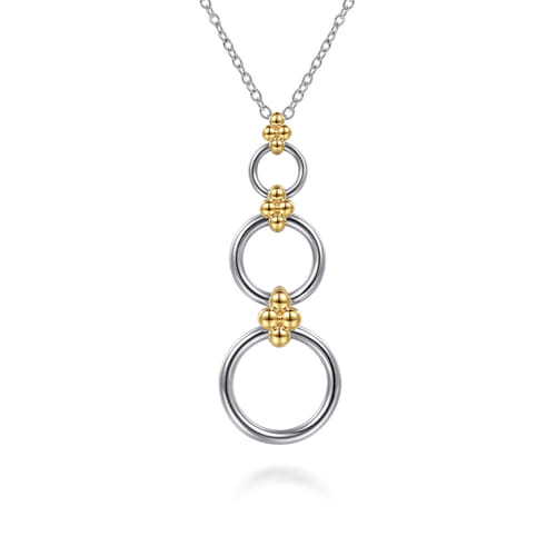 14 KARAT YELLOW GOLD AND STERLING SILVER BUJUKAN ROUND LINK PENDANT NECKLACE
