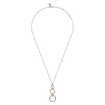 14 KARAT YELLOW GOLD AND STERLING SILVER BUJUKAN ROUND LINK PENDANT NECKLACE