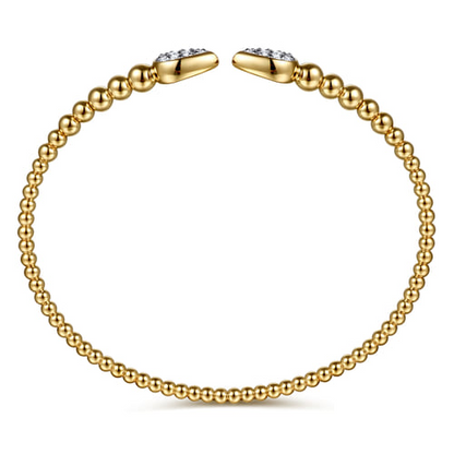 14 KARAT YELLOW GOLD BUJUKAN PAVE DIAMOND SPLIT BANGLE BRACELET