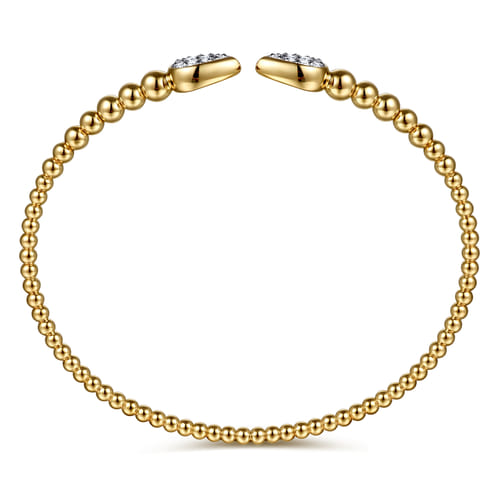 14 KARAT YELLOW GOLD BUJUKAN PAVE DIAMOND SPLIT BANGLE BRACELET
