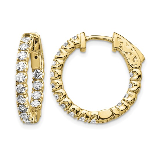 14 KARAT YELLOW GOLD LAB GROWN IN AND OUT HOOP EARRINGS