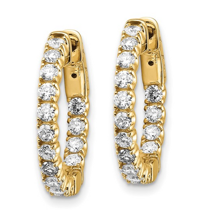 14 KARAT YELLOW GOLD LAB GROWN IN AND OUT HOOP EARRINGS