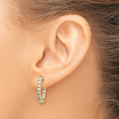14 KARAT YELLOW GOLD LAB GROWN IN AND OUT HOOP EARRINGS