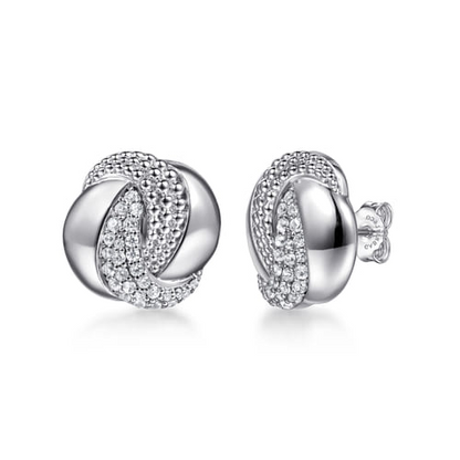 STERLING SILVER BUJUKAN AND WHITE SAPPHIRE SPIRAL STUD EARRINGS