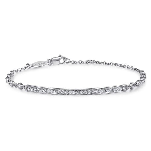 14 KARAT WHITE GOLD PAVE DIAMOND BAR TENNIS BRACELET