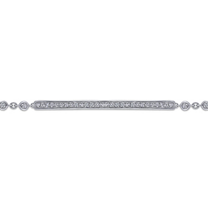 14 KARAT WHITE GOLD PAVE DIAMOND BAR TENNIS BRACELET