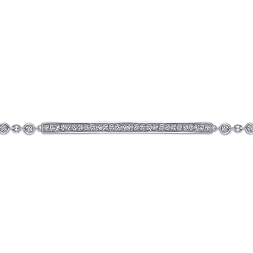 14 KARAT WHITE GOLD PAVE DIAMOND BAR TENNIS BRACELET