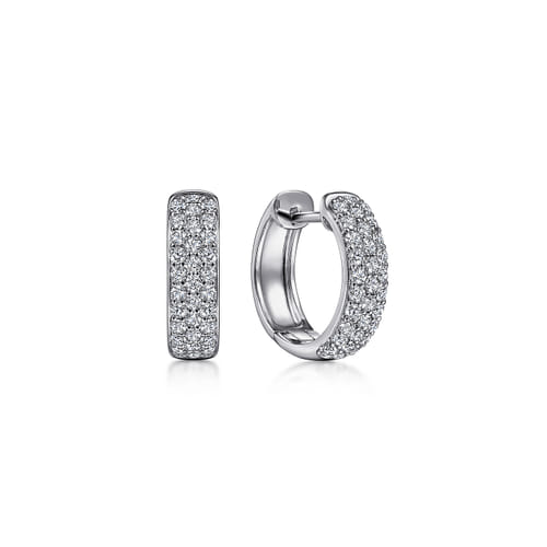 14 KARAT WHITE GOLD 15MM DIAMOND HUGGIE EARRINGS