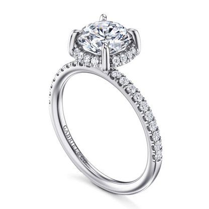 14 KARAT WHITE GOLD ROUND HIDDEN HALO DIAMOND ENGAGEMENT RING