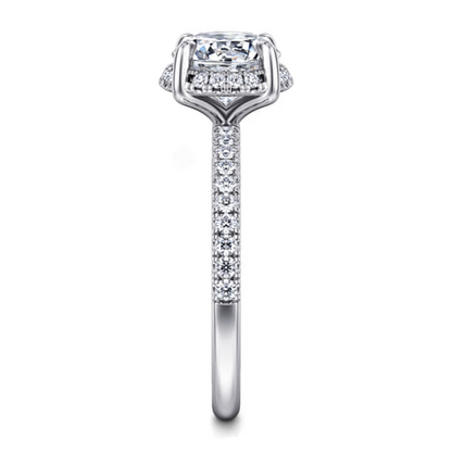 14 KARAT WHITE GOLD ROUND HIDDEN HALO DIAMOND ENGAGEMENT RING
