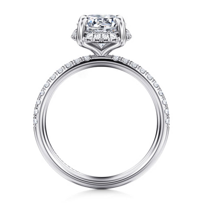 14 KARAT WHITE GOLD ROUND HIDDEN HALO DIAMOND ENGAGEMENT RING