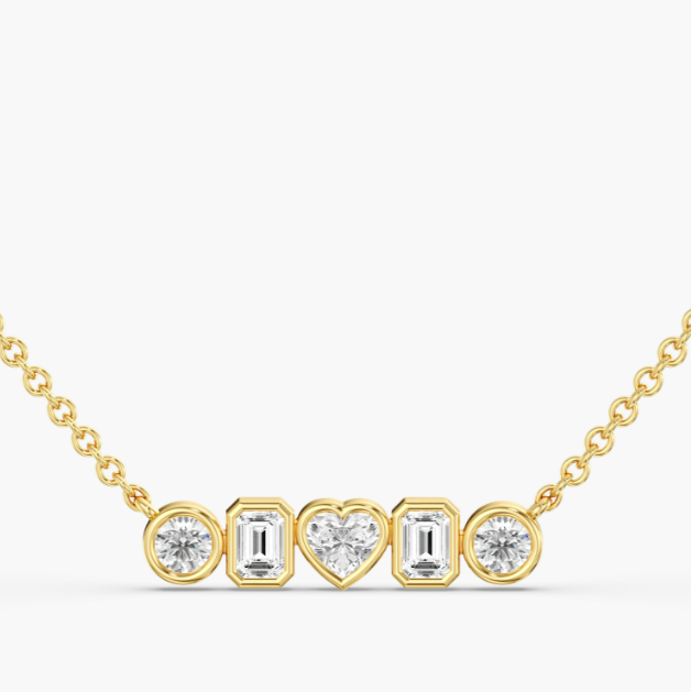 MULTI SHAPE BEZEL BAR NECKLACE
