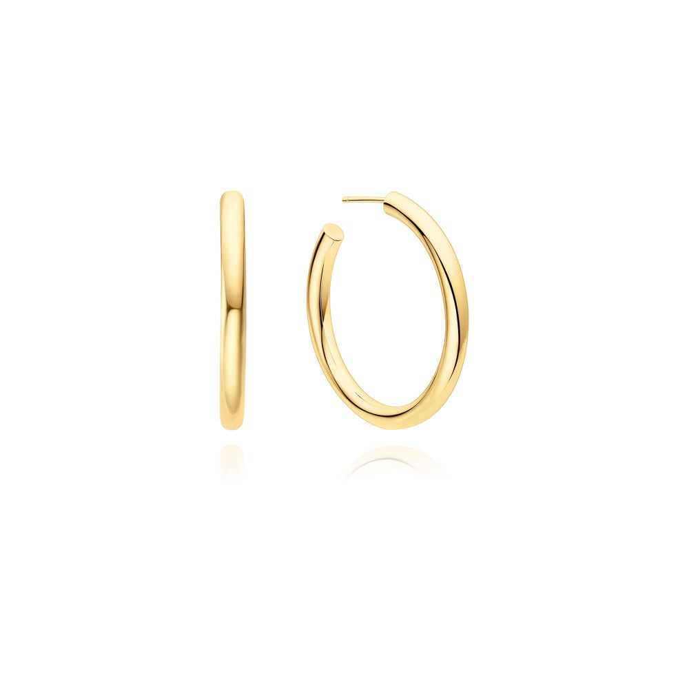 GOLD CLASSIC TUBE LARGE HOOP EARRINGS