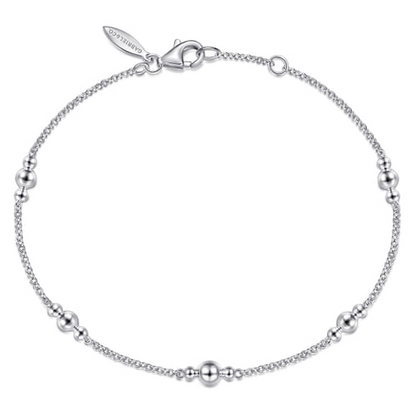 STERLING SILVER BEADED STATION BRACELET