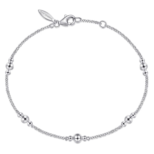STERLING SILVER BEADED STATION BRACELET