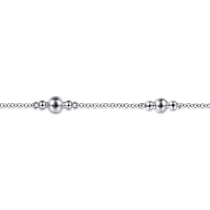 STERLING SILVER BEADED STATION BRACELET