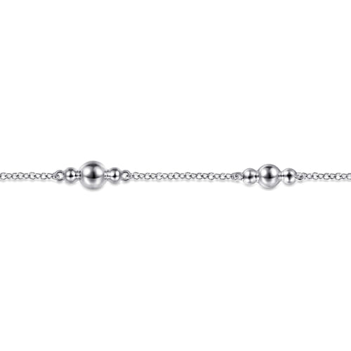 STERLING SILVER BEADED STATION BRACELET