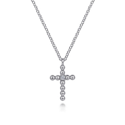 STERLING SILVER DIAMOND CROSS PENDANT 0.03CT